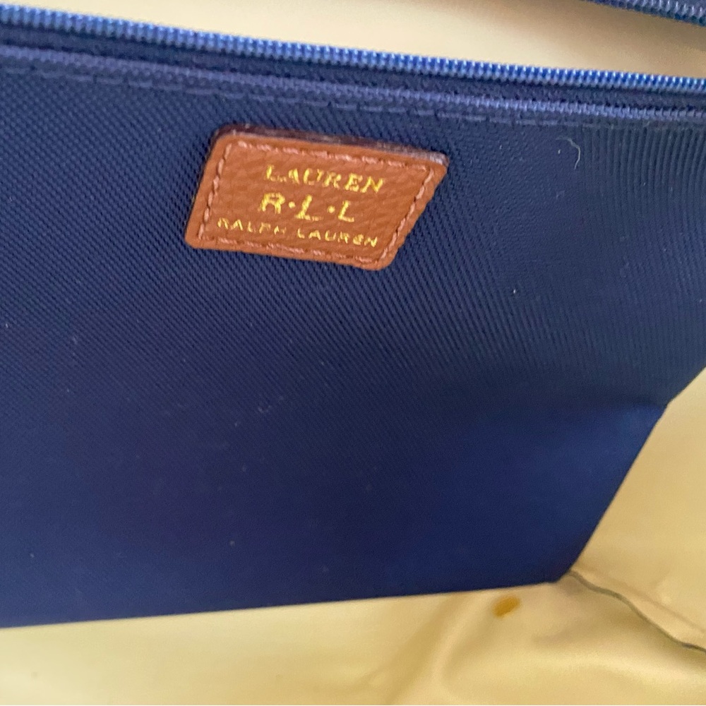 Ralph Lauren Navy Tote with Brown Leather Straps - Picture 2 of 12